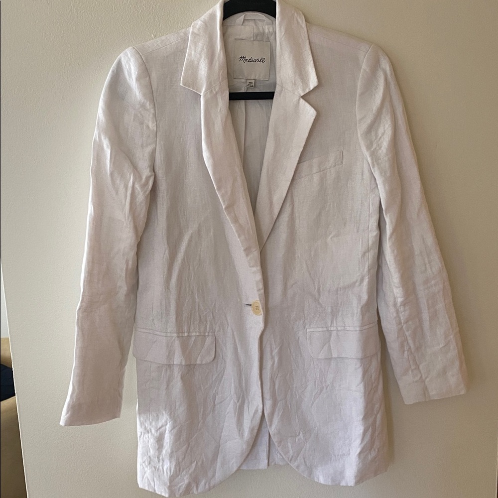 Madewell The Larsen Blazer in 100% Linen White NJ530 Oversized Single Button - Picture 5 of 11